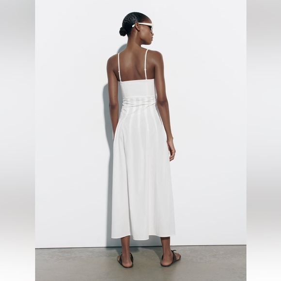 Zara POPLIN MIDI DRESS. White. Size XL. New with Tags. - Picture 4 of 7